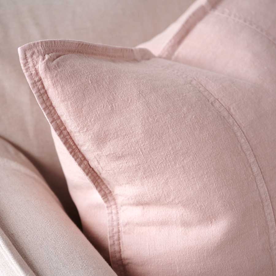 Luca Linen Cushion in musk crafted from 100% pre washed linen