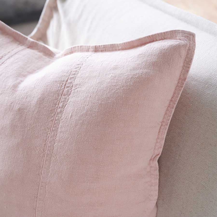 Luca Linen Cushion in musk crafted from 100% pre washed linen