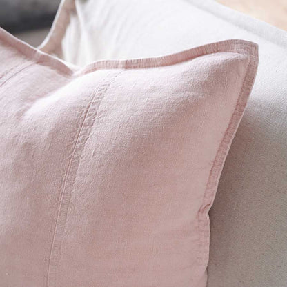 Luca Linen Cushion in musk crafted from 100% pre washed linen