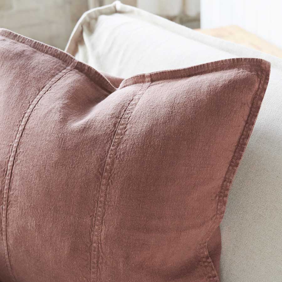 uca Linen Cushion in Desert Rose colour crafted from 100% pre washed linen
