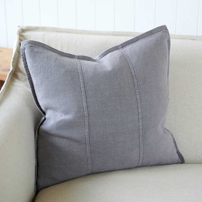 Luca Linen Cushion in slate crafted from 100% pre washed linen