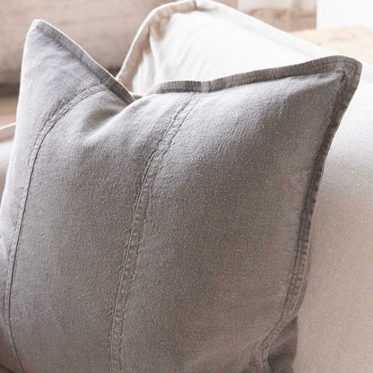 Luca Linen Cushion in Coal colour crafted from 100% pre washed linen
