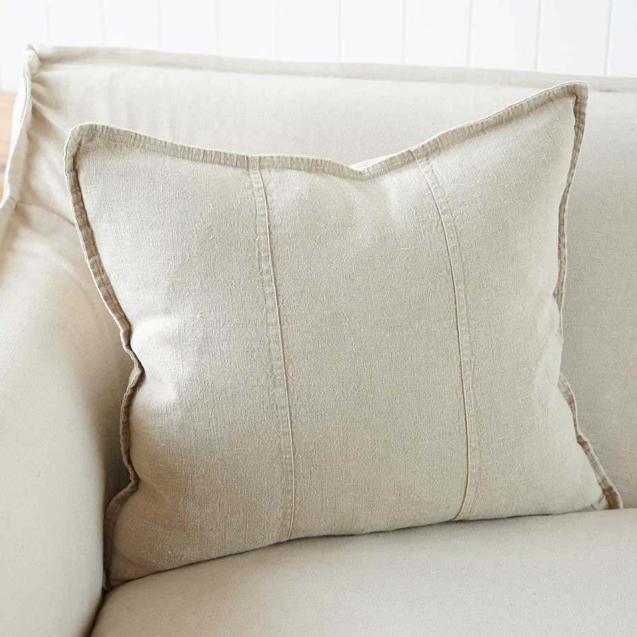 Luca Linen Cushion in natural crafted from 100% pre washed linen