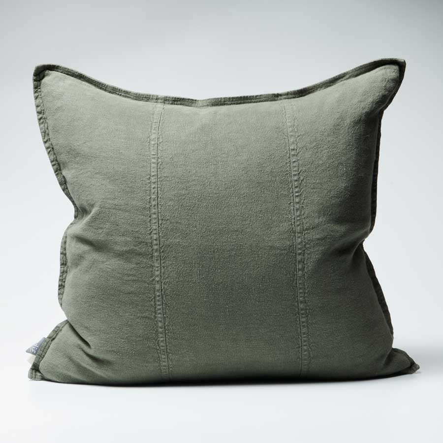 Luca Linen Cushion in Khaki crafted from 100% pre washed linen