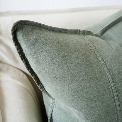 Luca Linen Cushion in Khaki crafted from 100% pre washed linen