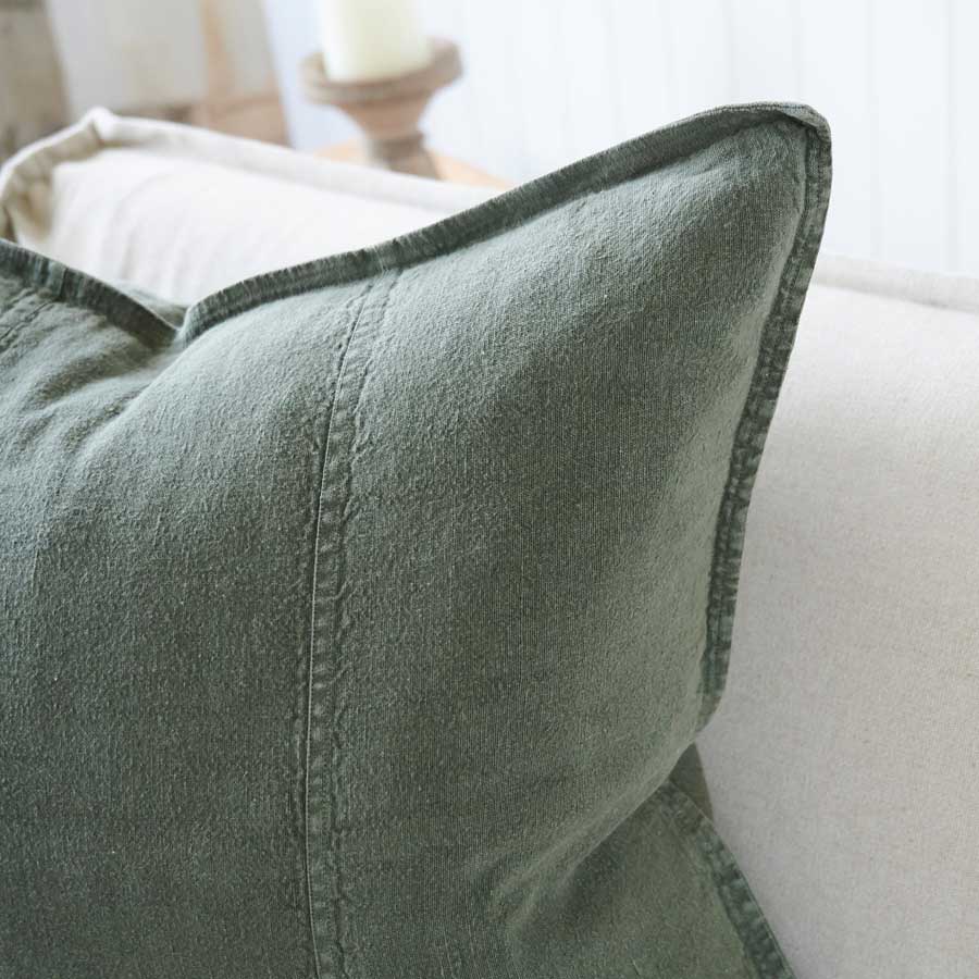 Luca Linen Cushion in Khaki crafted from 100% pre washed linen