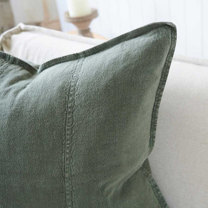  Luca Linen Cushion in Khaki crafted from 100% pre washed linen