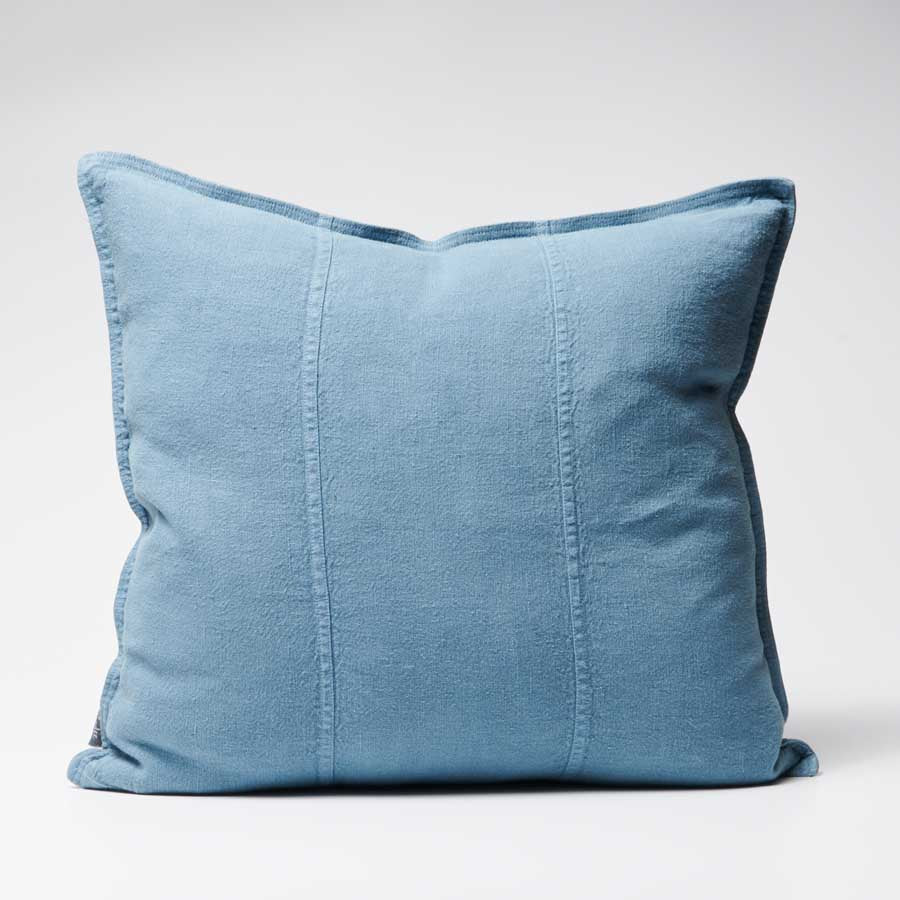 Luca Linen Cushion in Blue Azure colour crafted from 100% pre washed linen