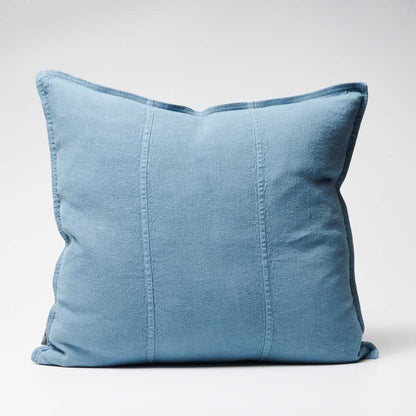 Luca Linen Cushion in Blue Azure colour crafted from 100% pre washed linen