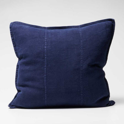 Luca Linen Cushion in navy crafted from 100% pre washed linen
