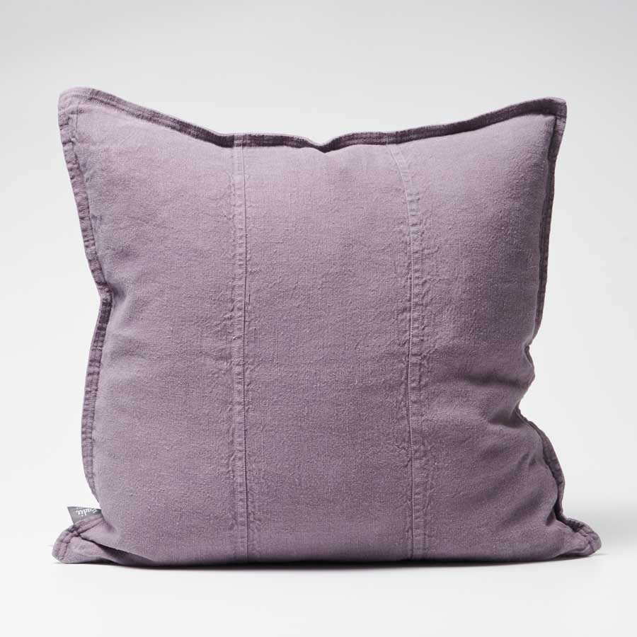 Luca Linen Cushion in Aubergine colour crafted from 100% pre washed linen