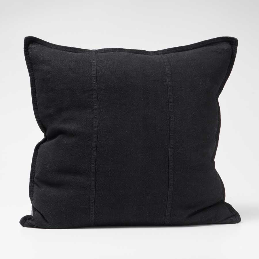 Luca Linen Cushion in Black colour crafted from 100% pre washed linen