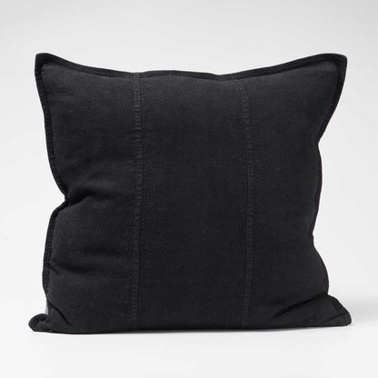 Luca Linen Cushion in Black colour crafted from 100% pre washed linen