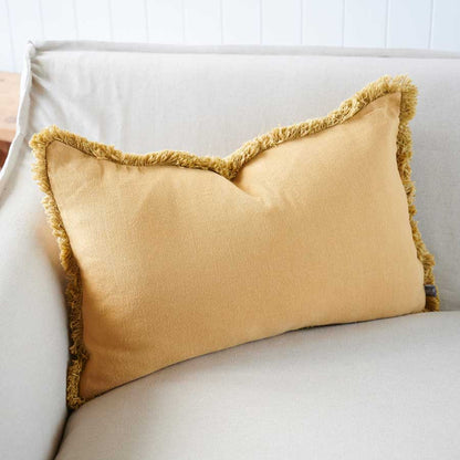 Luca Boho Linen Cushion - Turmeric