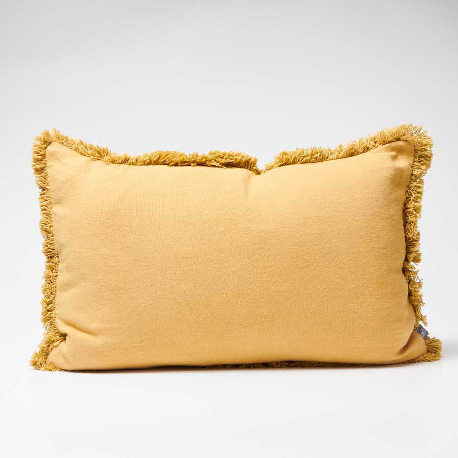 Luca Boho Linen Cushion - Turmeric