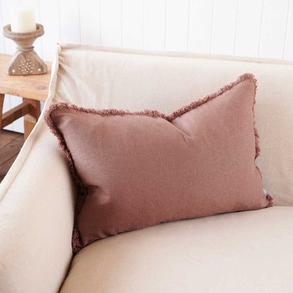 Luca Boho Linen Cushion - Desert Rose