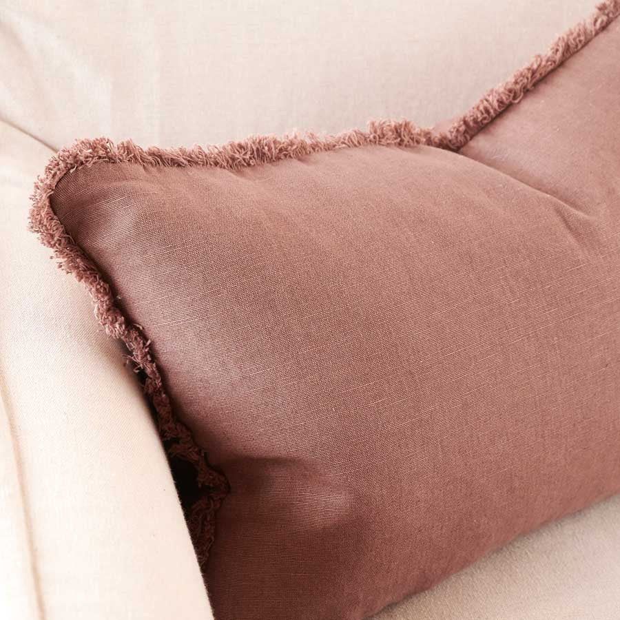Luca Boho Linen Cushion - Desert Rose