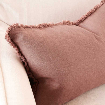 Luca Boho Linen Cushion - Desert Rose