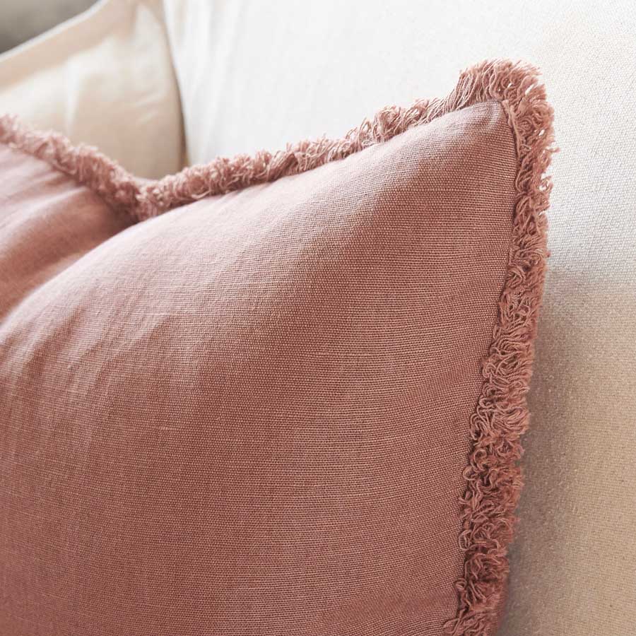 Luca Boho Linen Cushion - Desert Rose