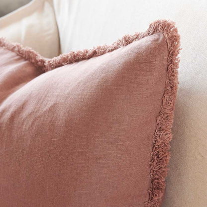 Luca Boho Linen Cushion - Desert Rose