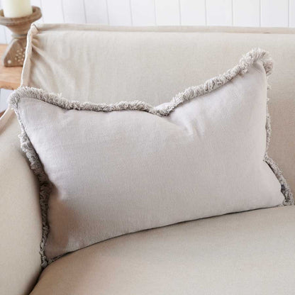 Luca Boho Linen Cushion - Silver Grey