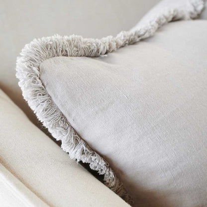 Luca Boho Linen Cushion - Silver Grey
