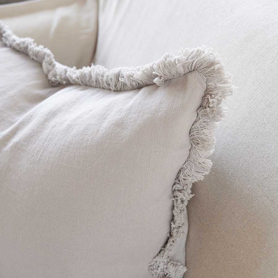 Luca Boho Linen Cushion - Silver Grey