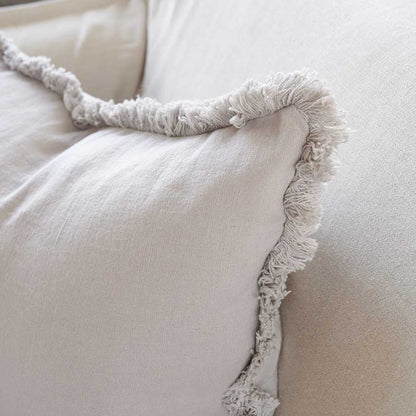 Luca Boho Linen Cushion - Silver Grey