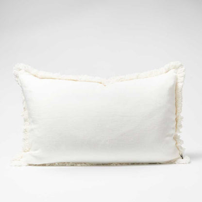 Luca Boho Linen Cushion - White