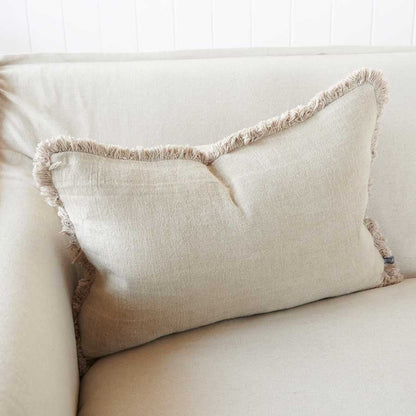 Luca Boho Linen Cushion - Natural