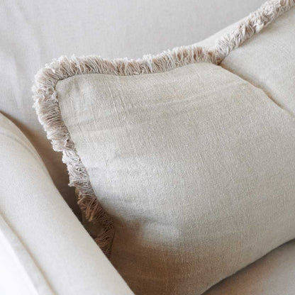 Luca Boho Linen Cushion - Natural