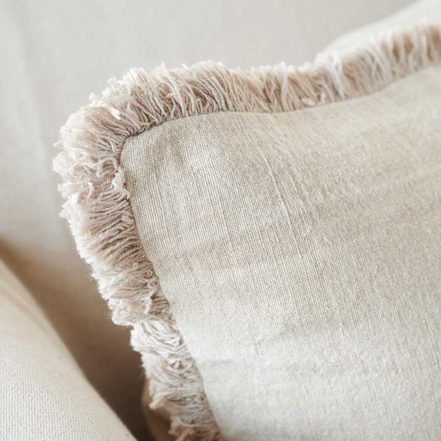 Luca Boho Linen Cushion - Natural