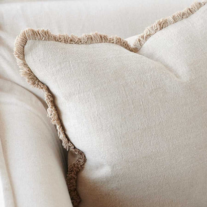 Luca Boho Linen Cushion - Natural