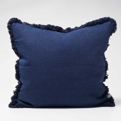 Luca Boho Linen Cushion - Navy