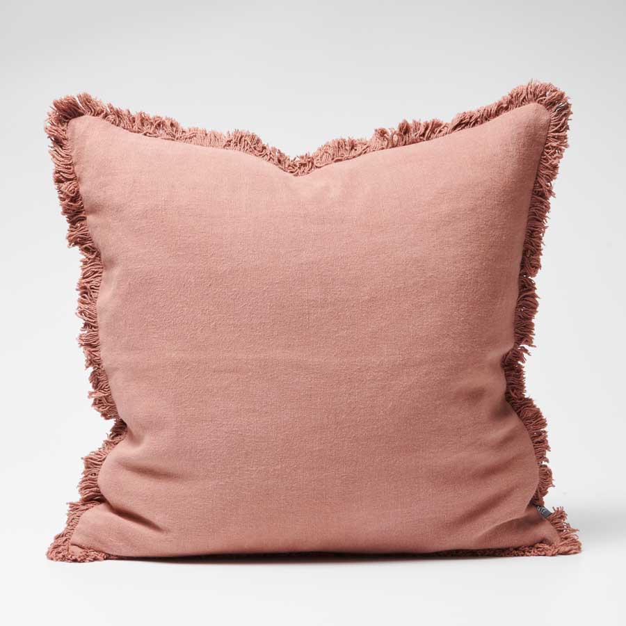Luca Boho Linen Cushion - Desert Rose