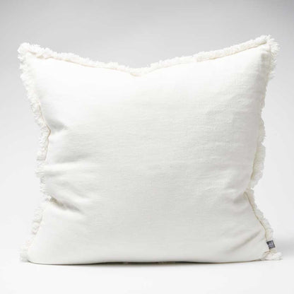Luca Boho Linen Cushion - White