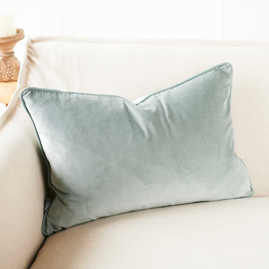 Lynette Velvet Cushion - Sea Mist