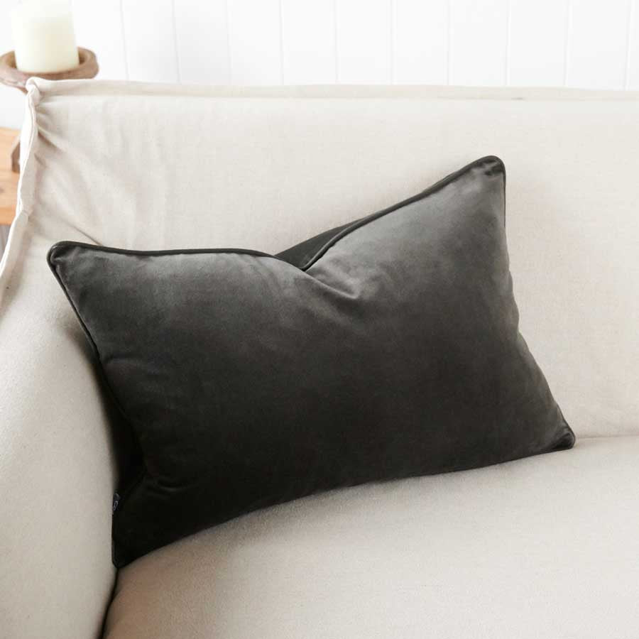 Lynette Velvet Cushion - Coal
