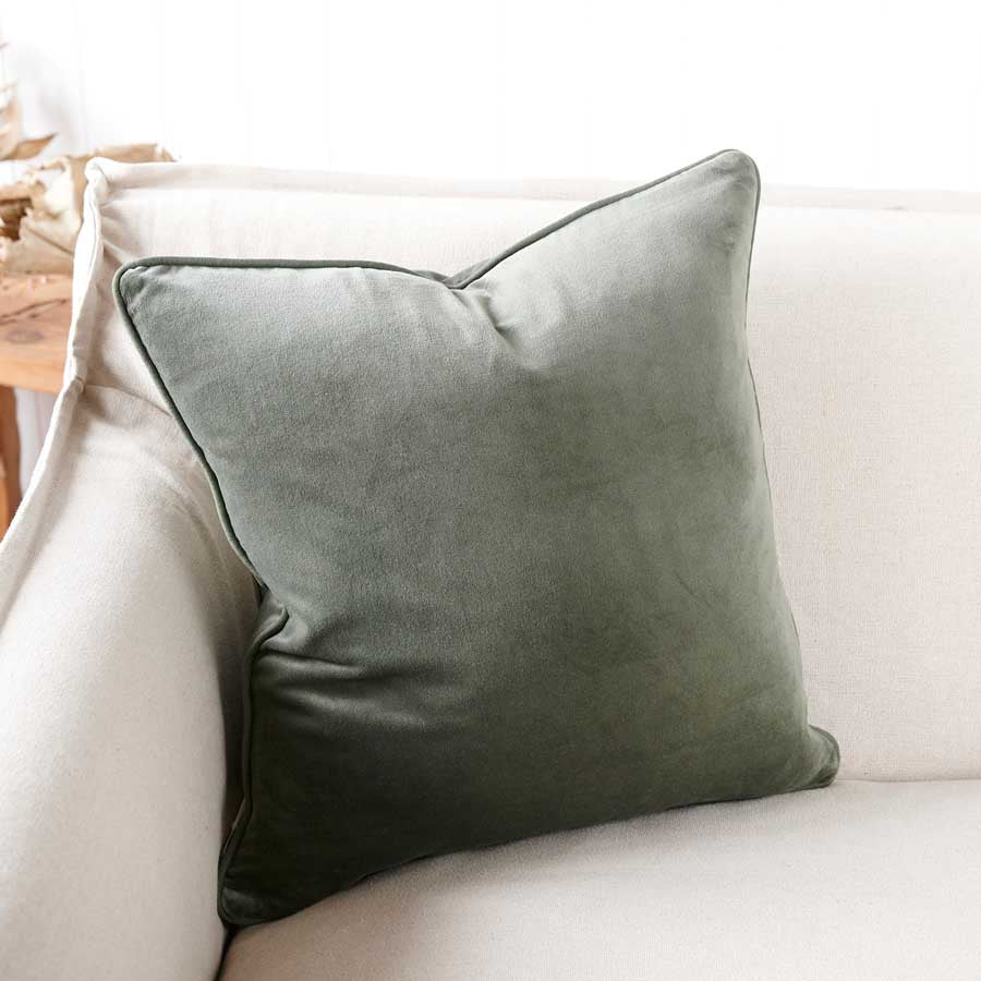 Lynette Velvet Cushion - Khaki
