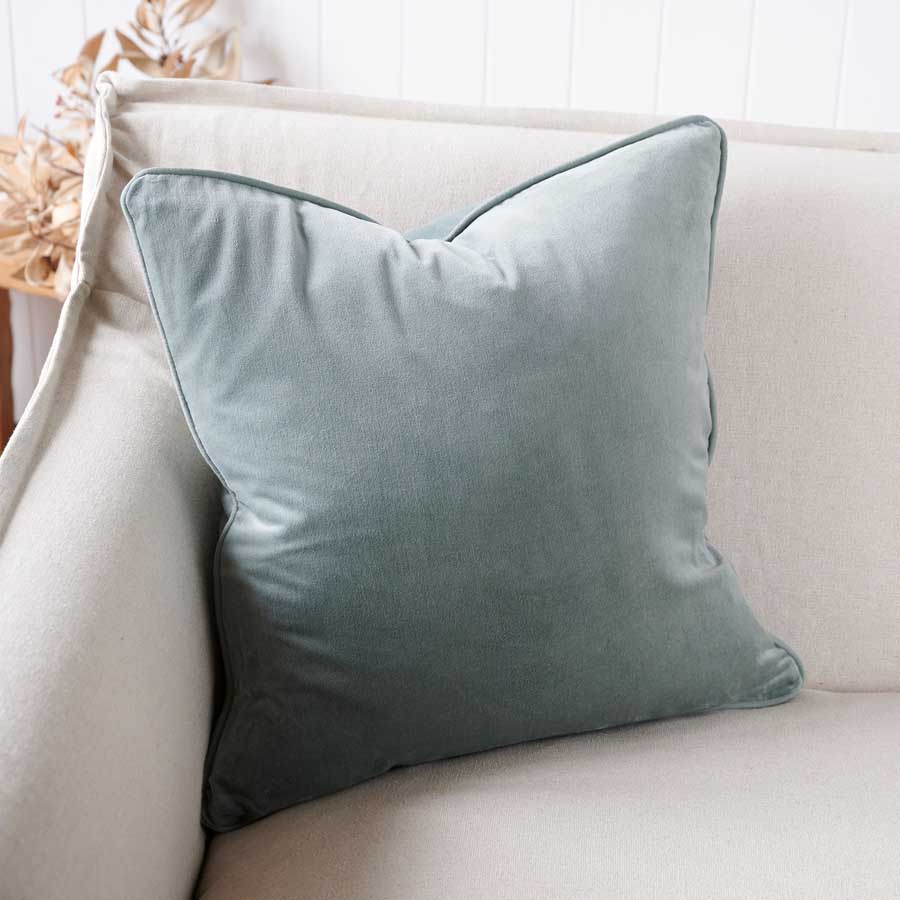 Lynette Velvet Cushion - Sea Mist