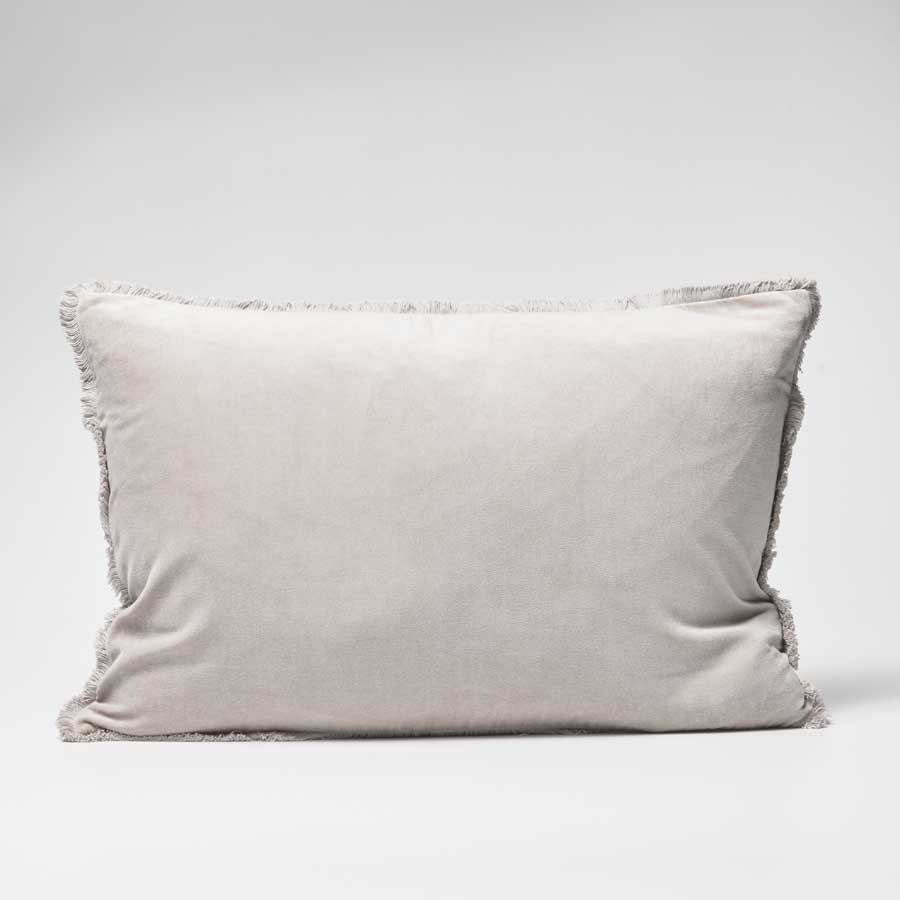 Lynette Boho Velvet Cushion - Silver Grey