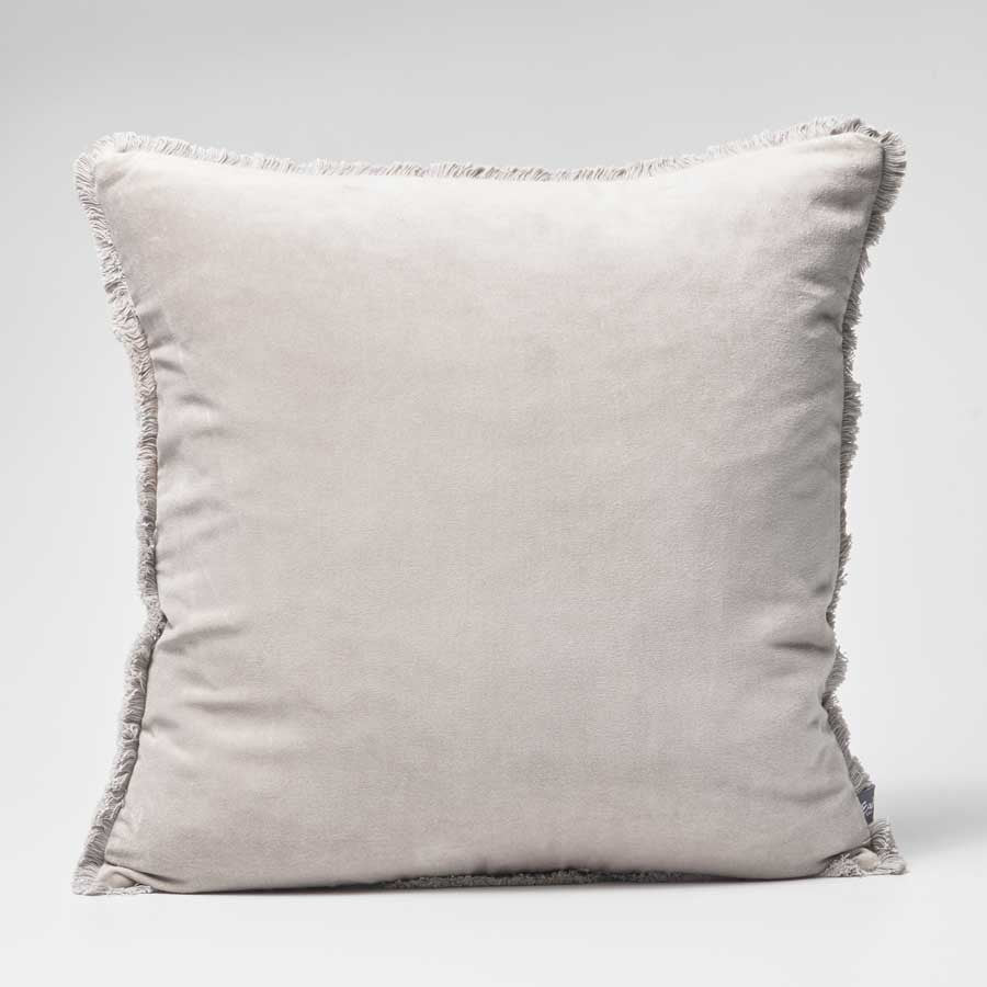 Lynette Boho Velvet Cushion - Silver Grey