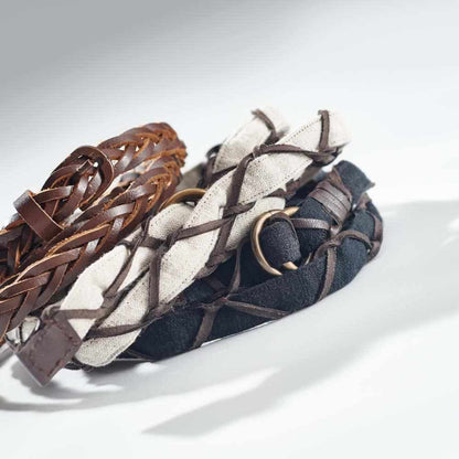 Dark Slate Gray The Narrow Leather Belt Tan Leather