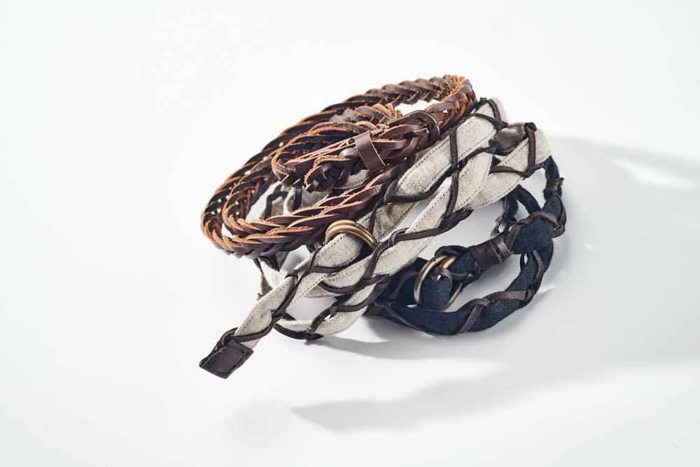 Dark Slate Gray The Bespoke Linen Belt - Black Black Linen/Leather