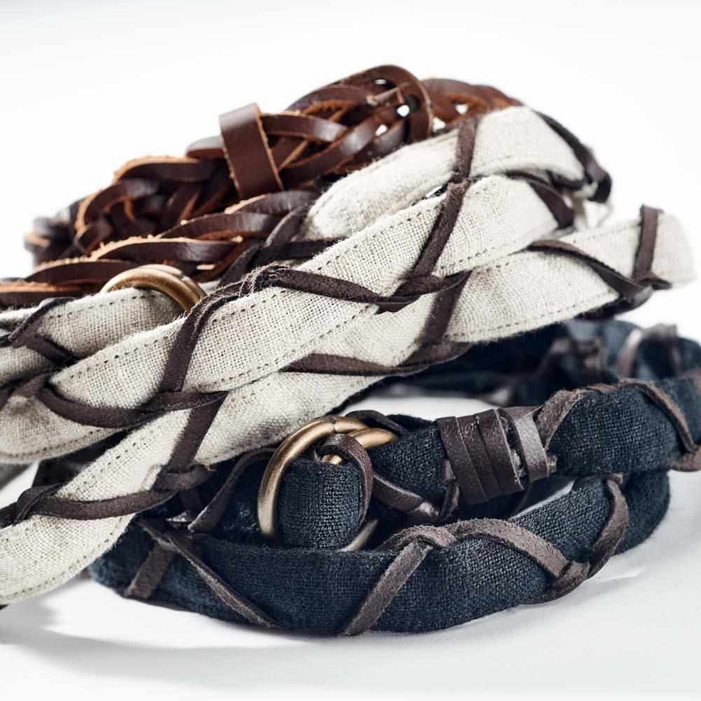 Dark Slate Gray The Narrow Leather Belt Tan Leather