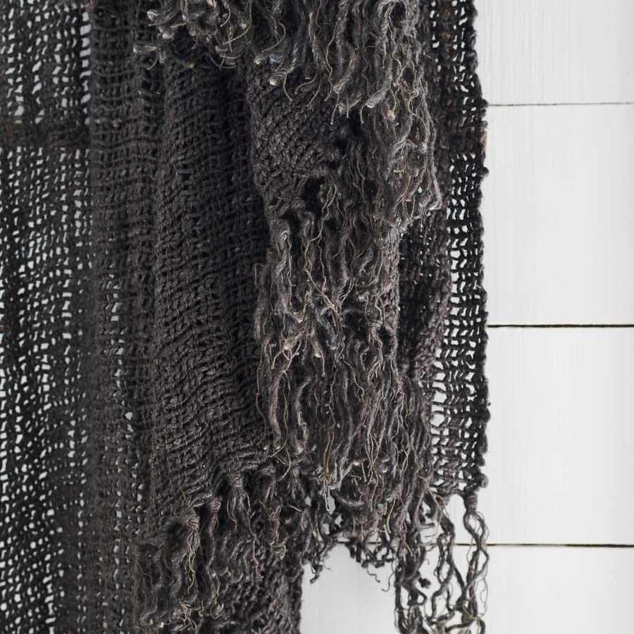 Dark Slate Gray Rustica Linen Throw Coal / Rectangle: 200x130cm