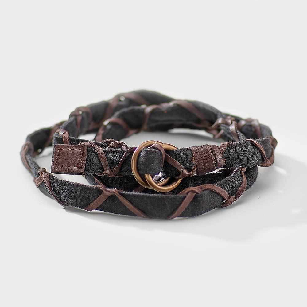 Dark Slate Gray The Bespoke Linen Belt - Black Black Linen/Leather