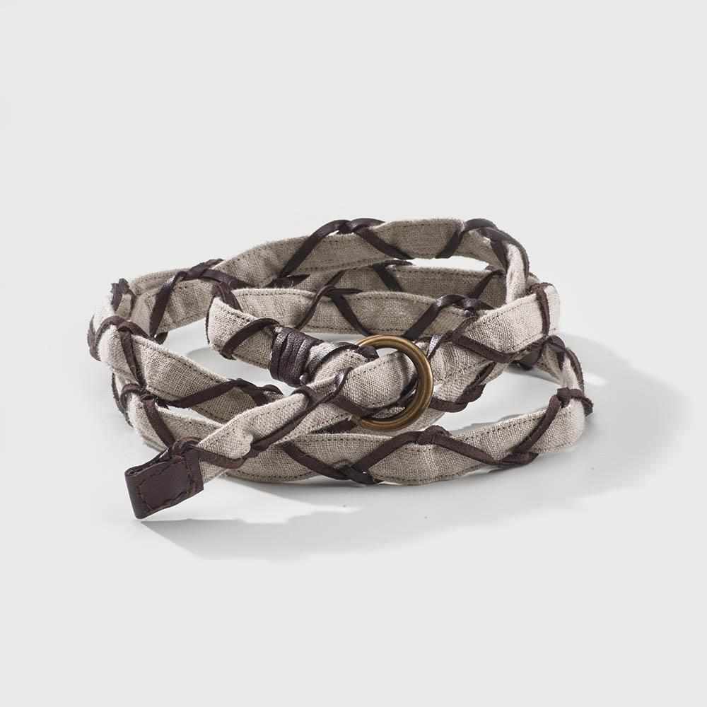 Dim Gray The Bespoke Linen Belt - Natural Natural Linen/Leather