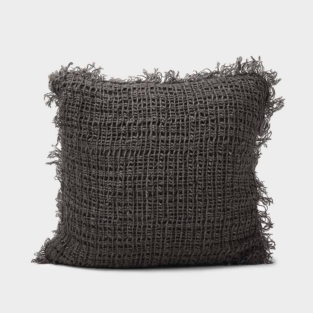 Dark Slate Gray Rustica Linen Cushion Coal / Small Square: 50x50cm