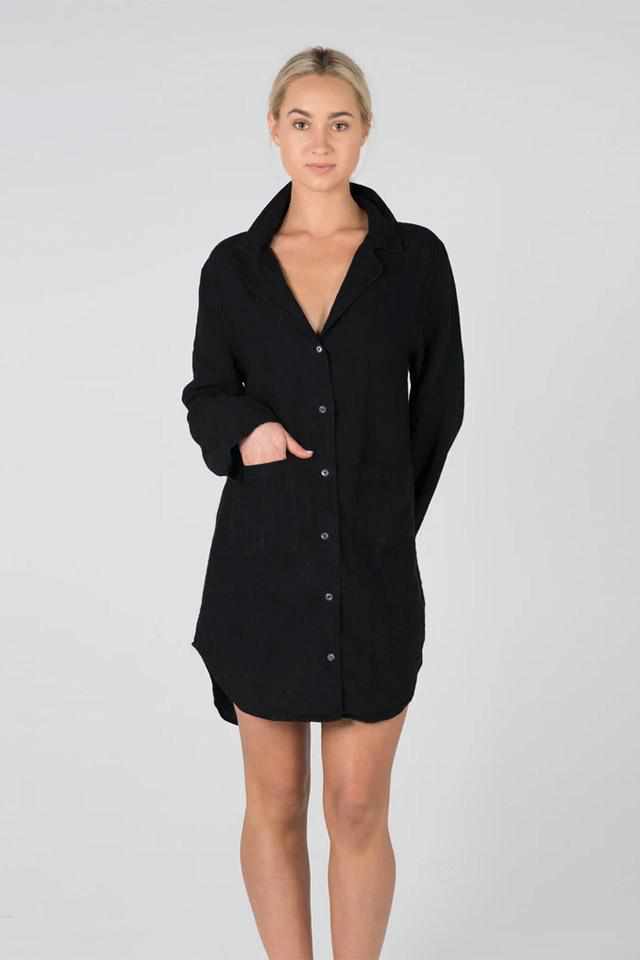 Light Gray The Essential Linen Shirt - Black Black / S/M,Black / M/L,Black / XL